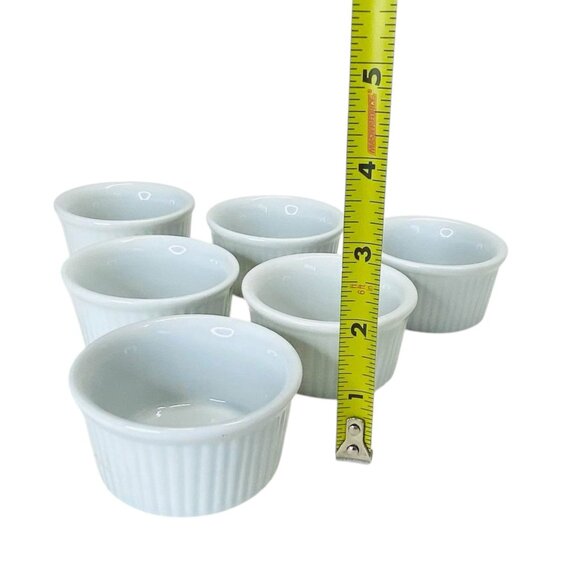 Pier 1 White Porcelain Ramekins Dish 6PC Set Dessert Baking Prep Tasting Party - Picture 7 of 8